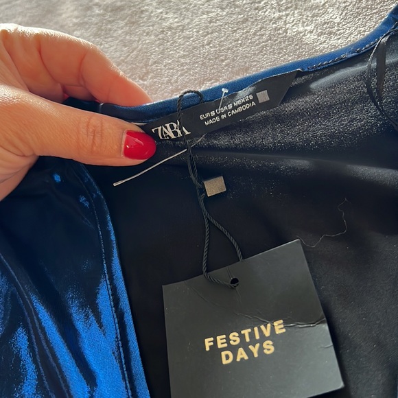 Zara Blue Metallic Body Suit - Picture 4 of 11